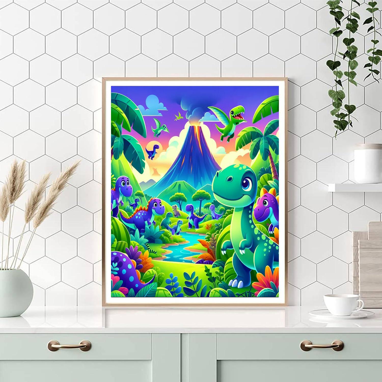 Playful Dinosaur Expedition Painting By Numbers Kit