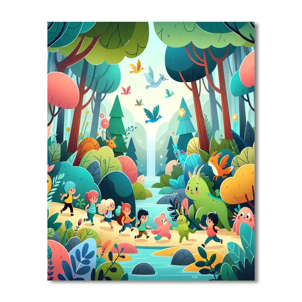 Whimsical Waterfall Quest Number Painting
