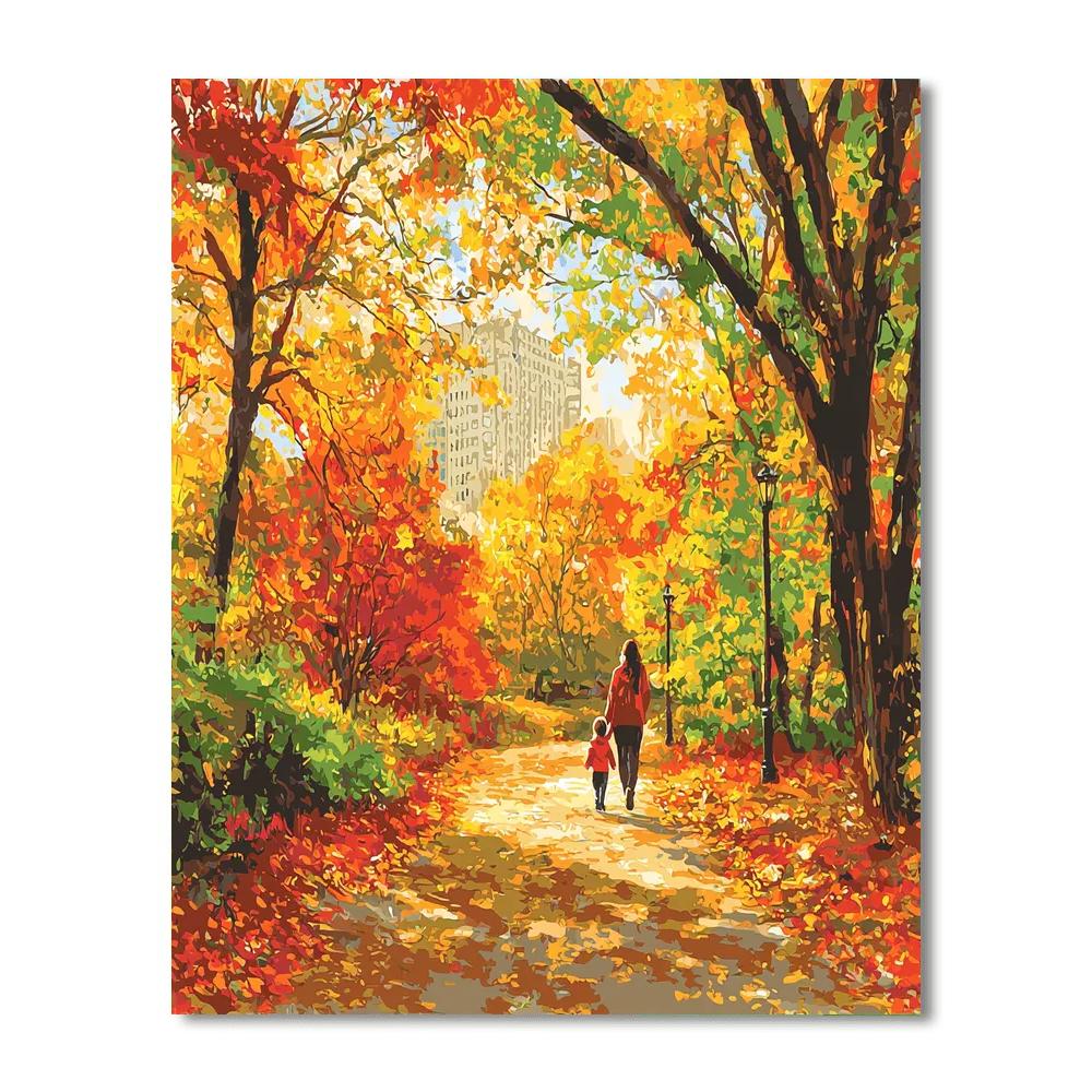 Autumn Afternoon Stroll Number Painting