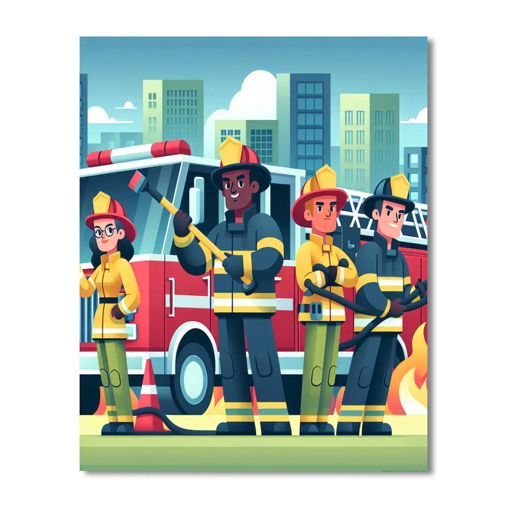 Friendly Firefighter Heroes Painting By Numbers Kit