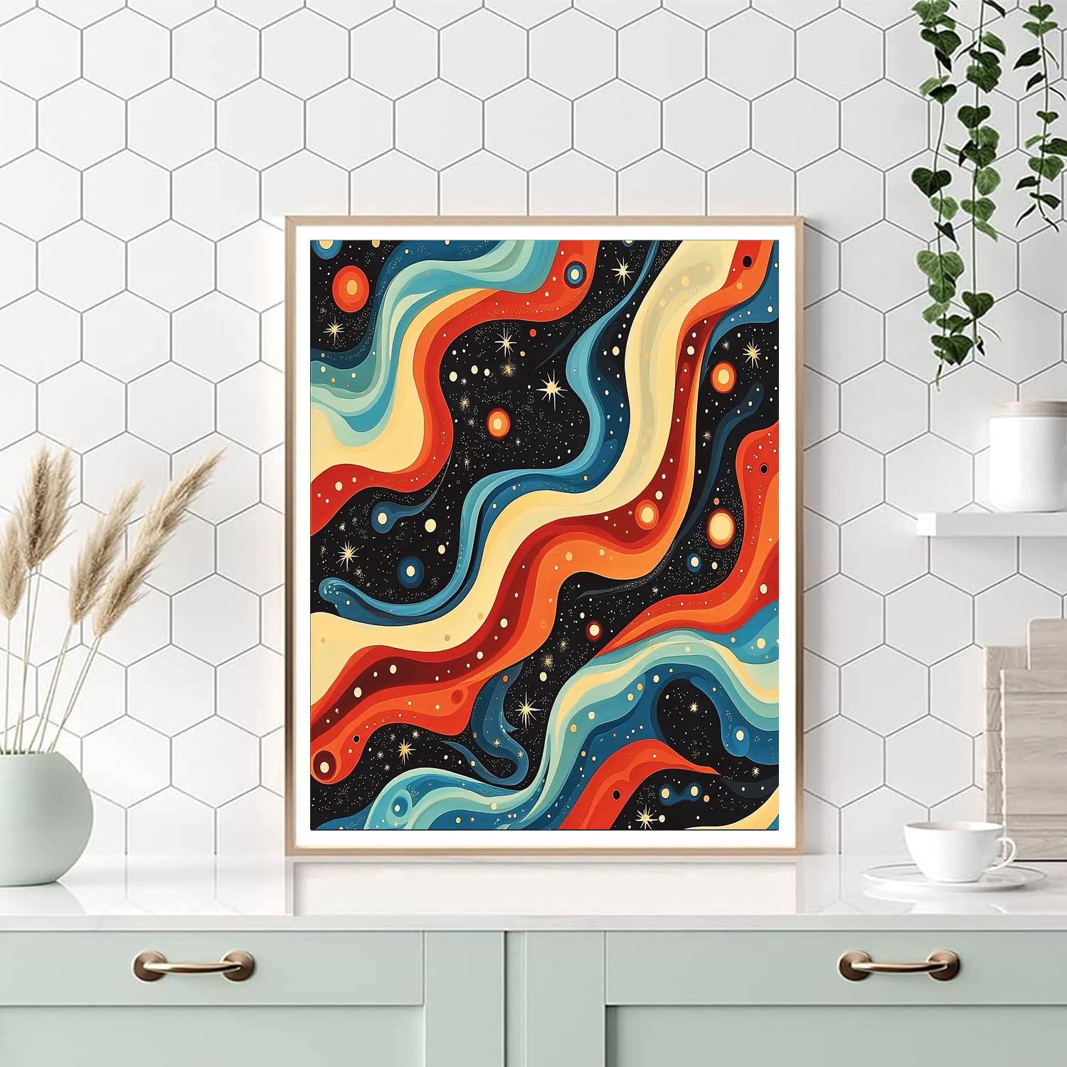 Yayoi Kusama Inspired Cosmic Reflection  DIY Paint By Numbers