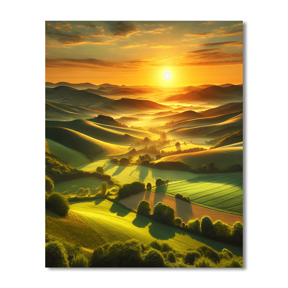 Peaceful Valley Sunrise DIY Paint By Numbers