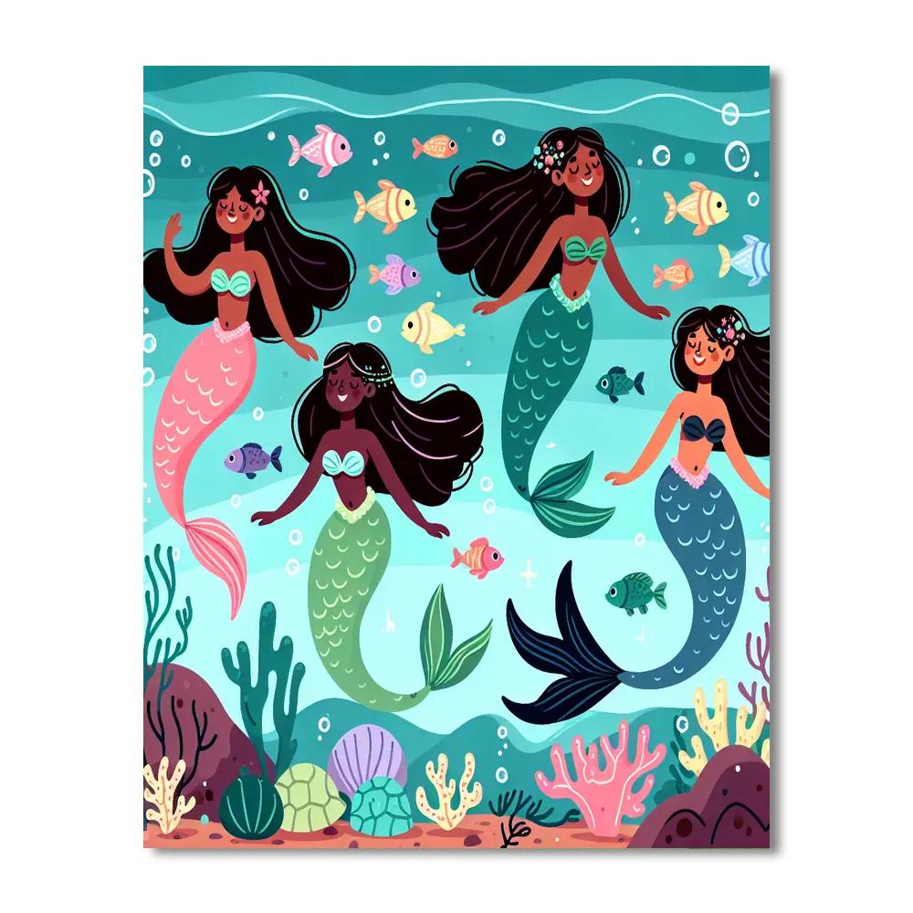 Underwater Kingdom With Mermaids Painting Number Kit