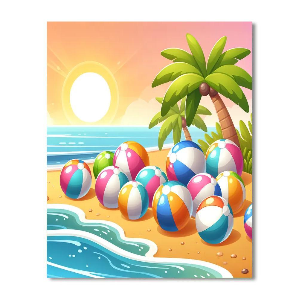 Bouncing Beach Balls Paint By Numbers Art