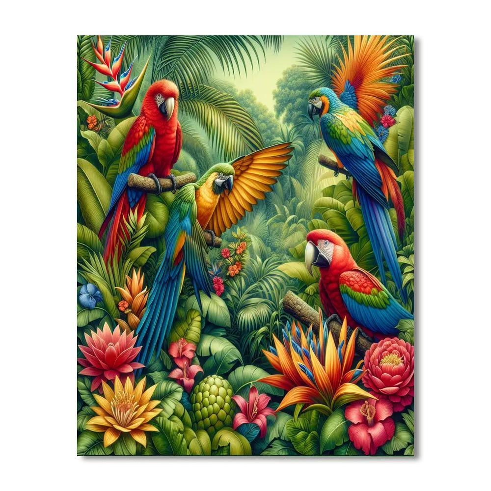 Exotic Birds In Paradise Numbered Painting Kits