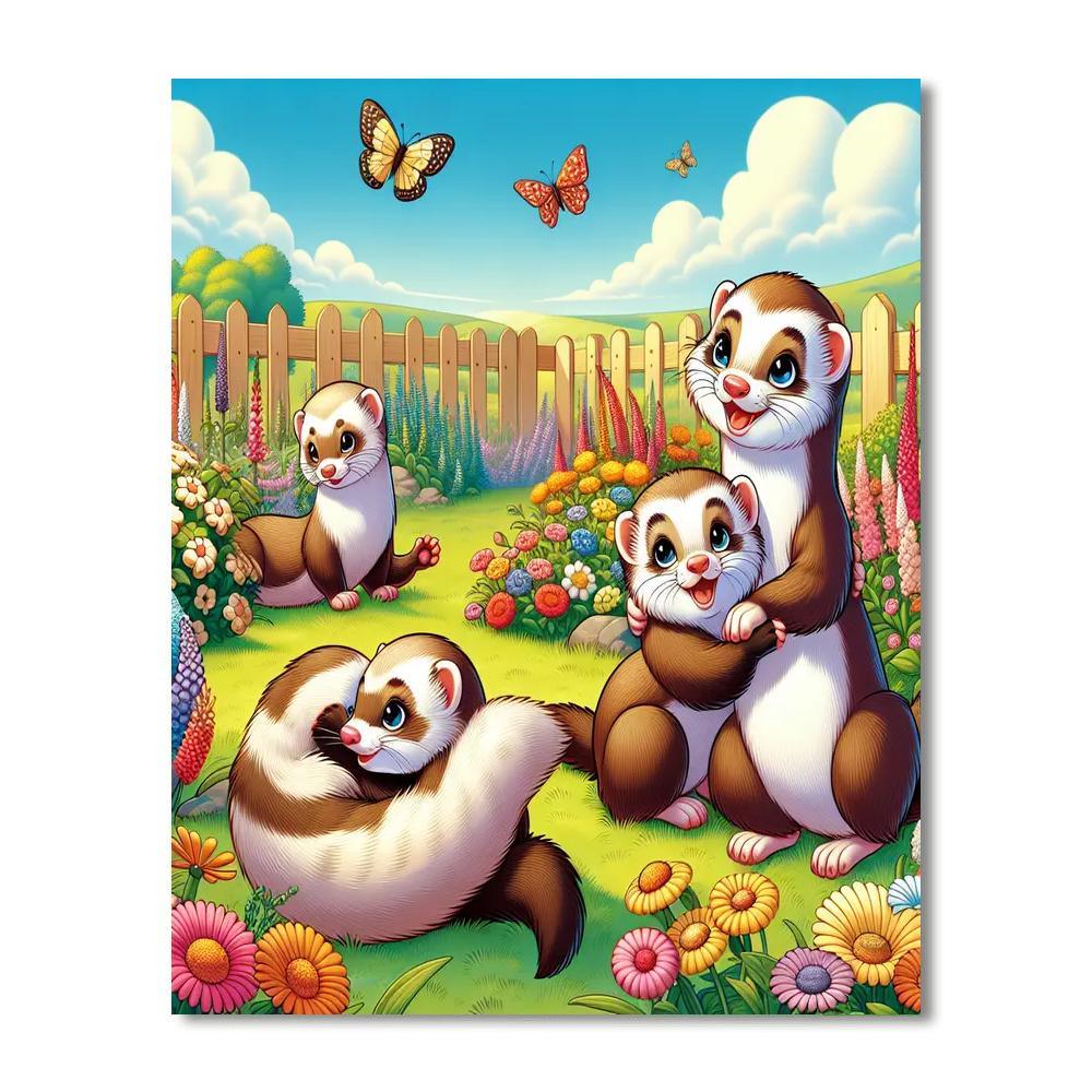 Friendly Ferrets Paint By Numbers Art