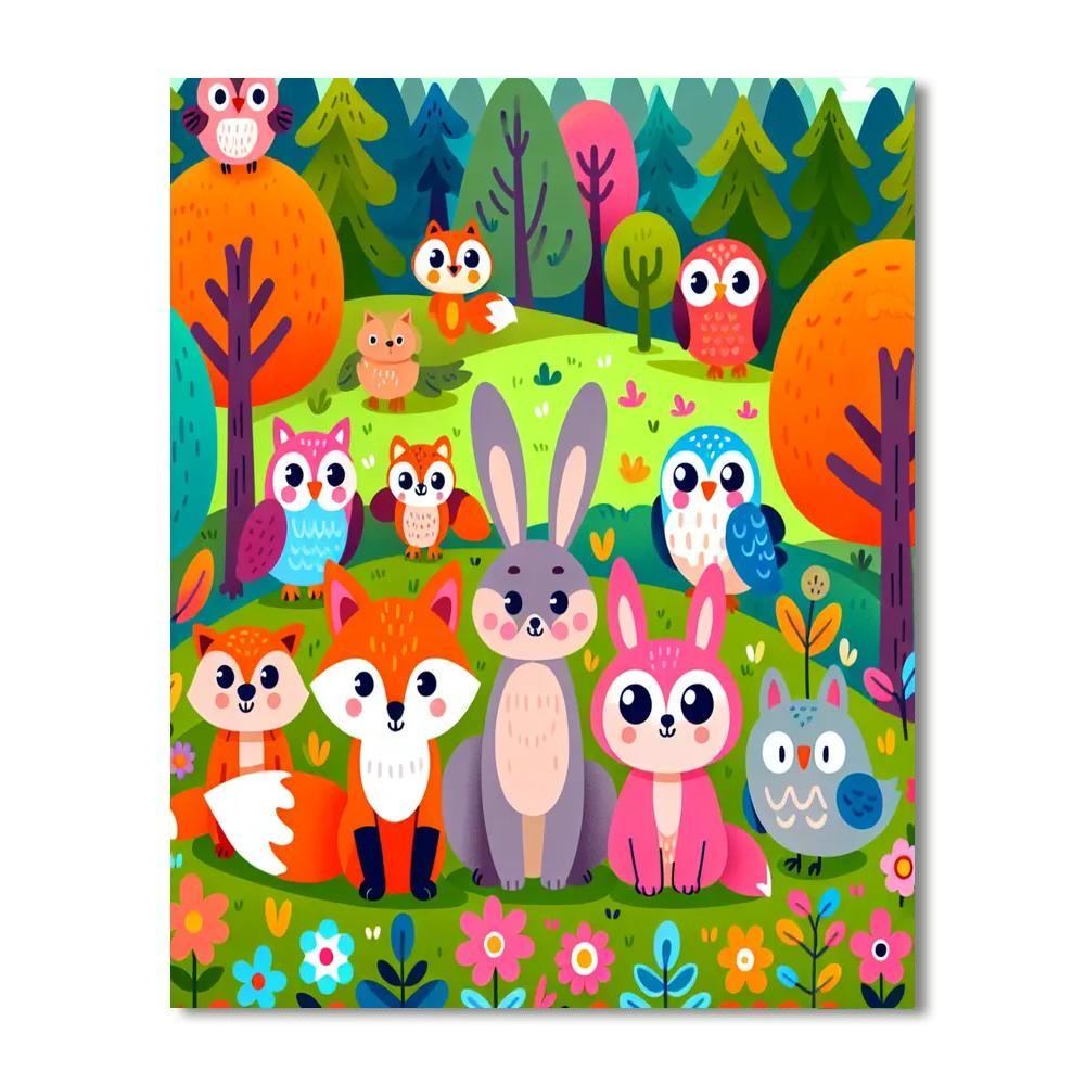 Fun In The Forest With Woodland Creatures Numbered Painting Kits