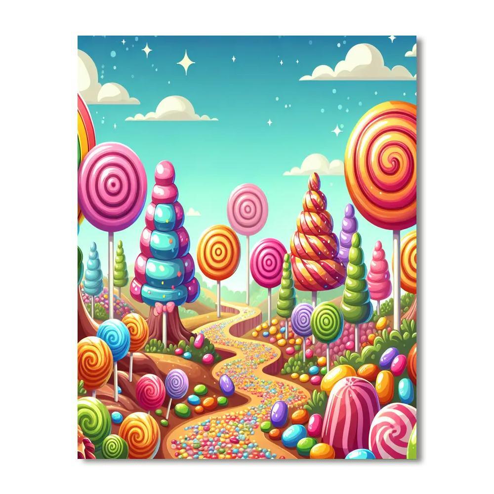Cheerful Candy Land Paint By Number