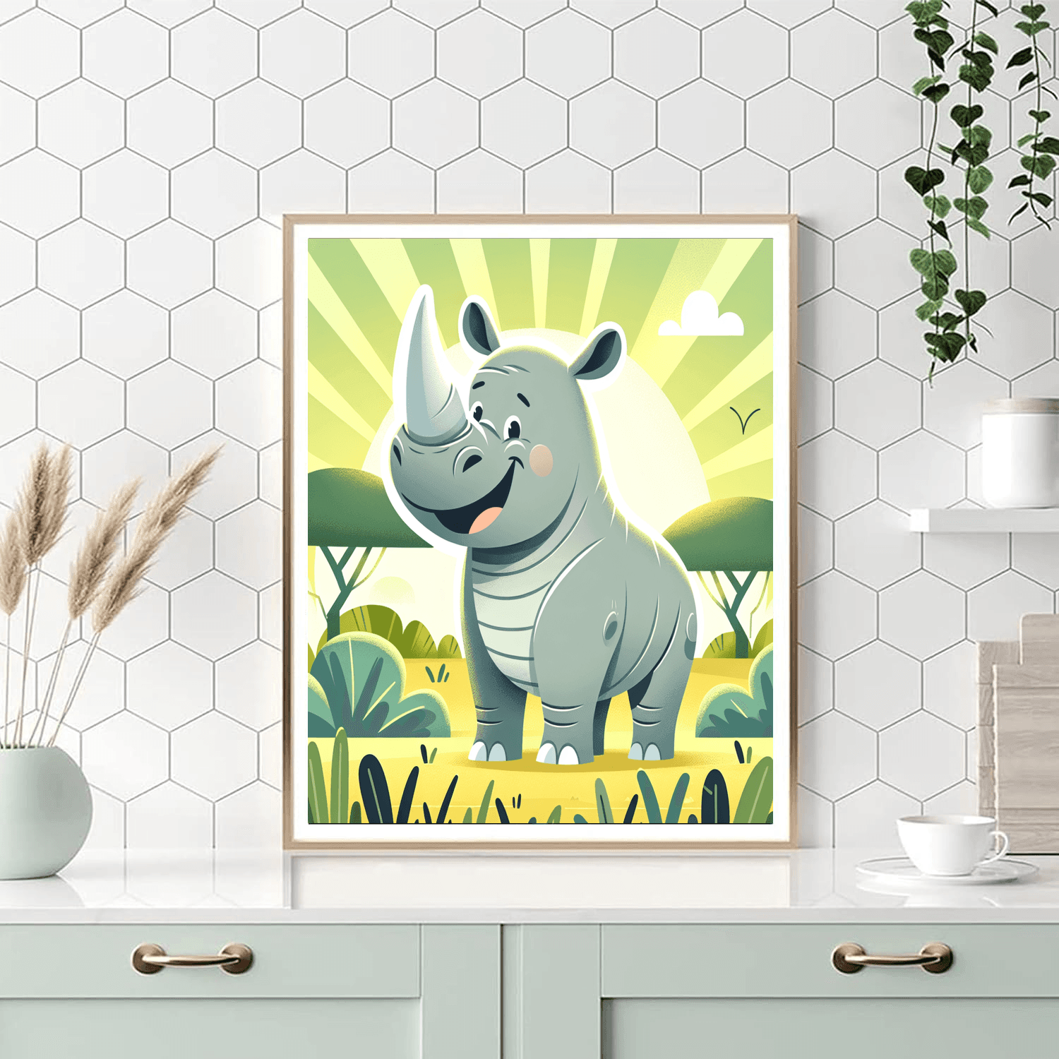 Curious Rhino Number Painting