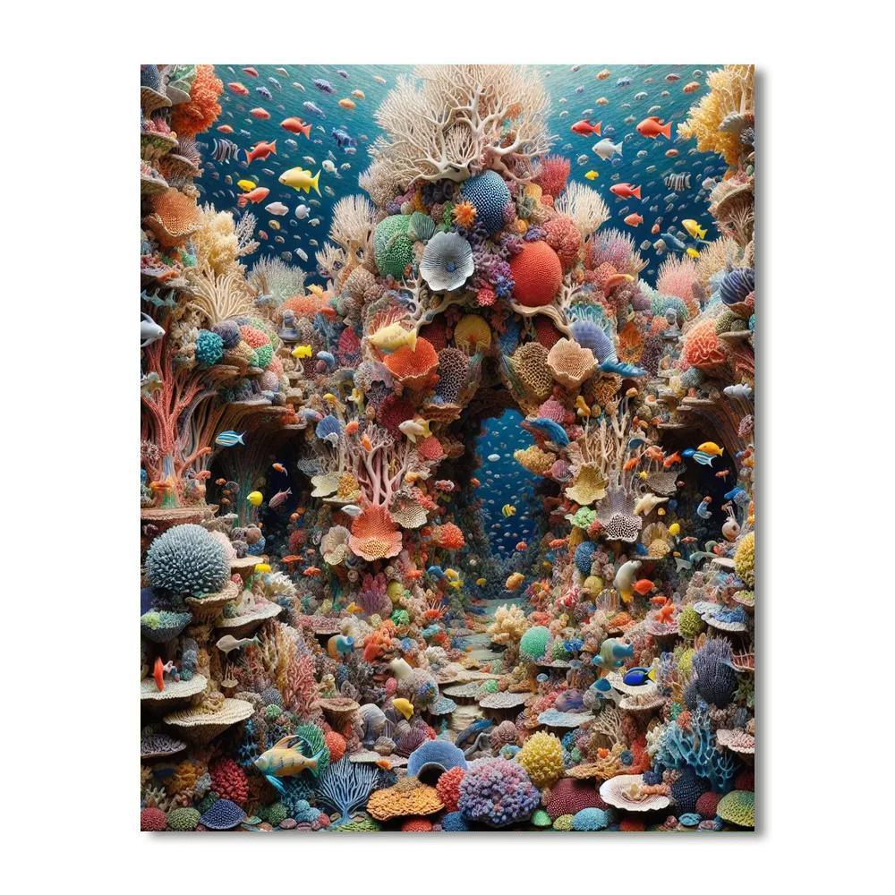 Vivid Coral Reef Scene Number Painting