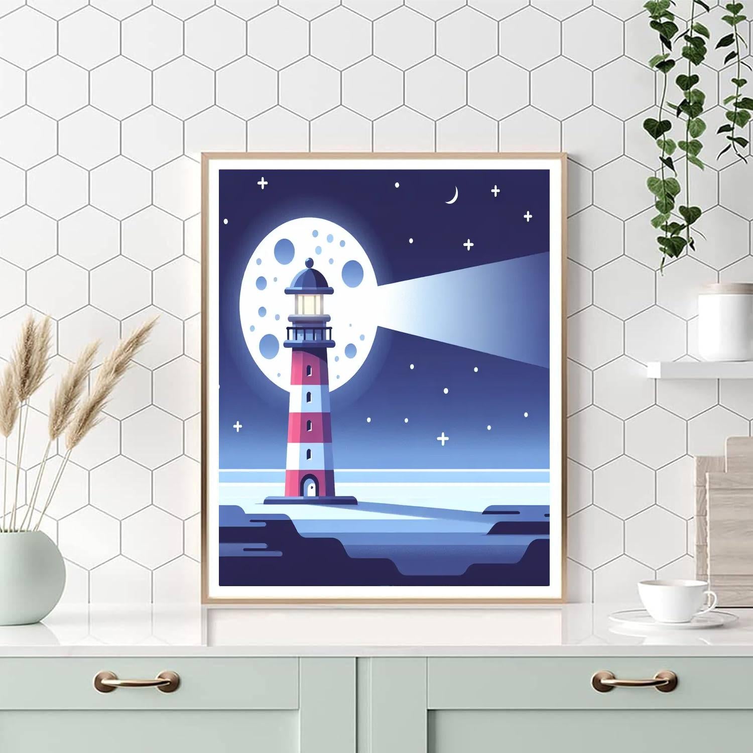 Lunar Lighthouse Number Painting