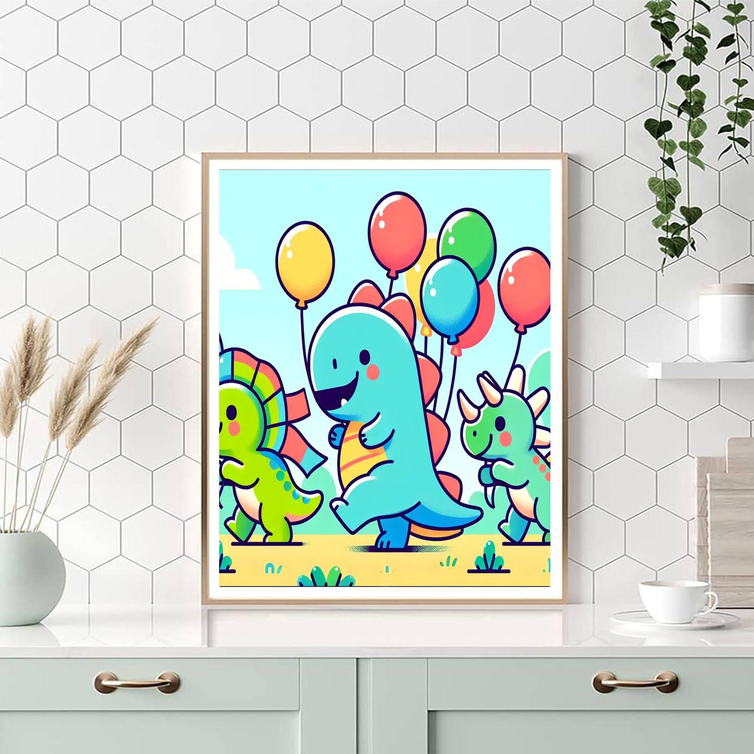 Cheerful Dino Parade Painting Number Kit