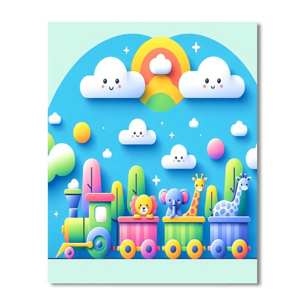 Playful Train Number Painting
