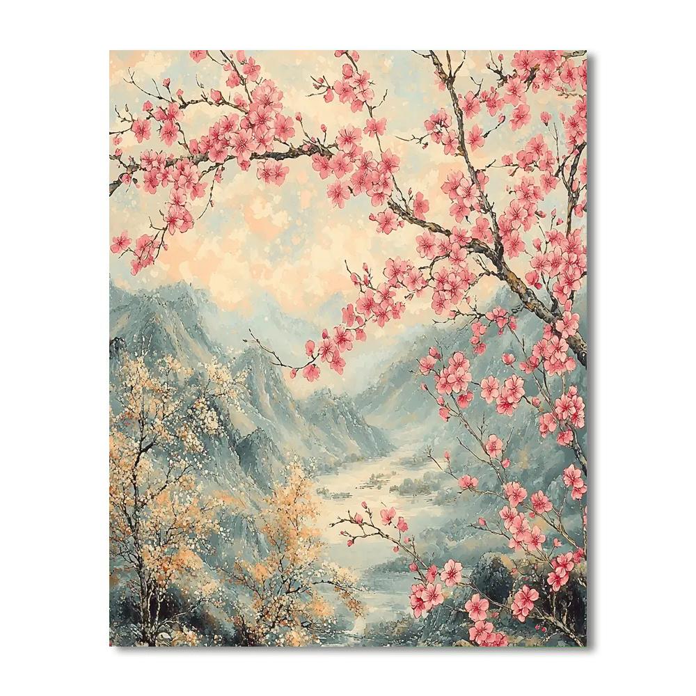 Zhao Mengfu Inspired Timeless Blossoms Of Spring  Paint By Number