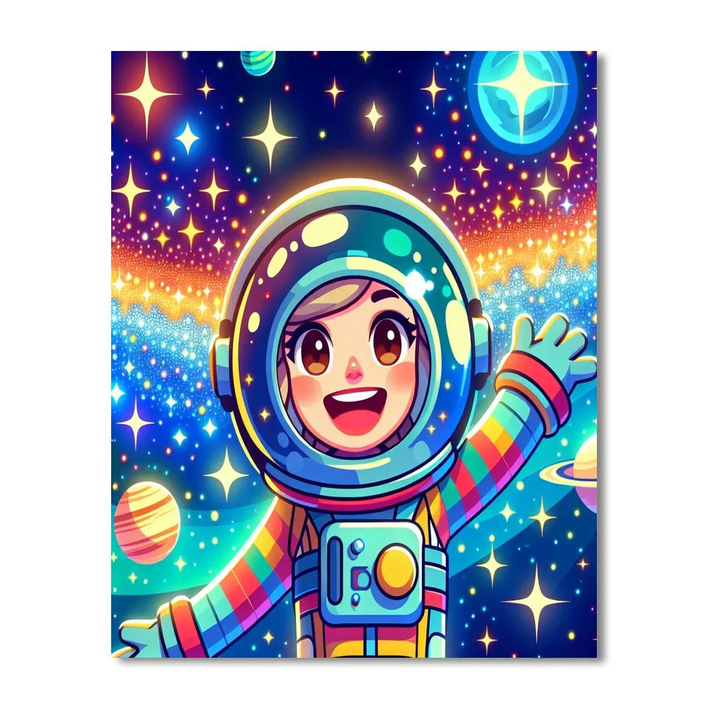 Cheerful Astronauts Journey Painting Number Kit
