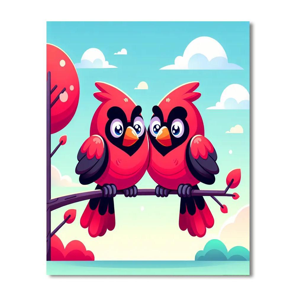 Chirpy Cardinal Friends Paint By Color