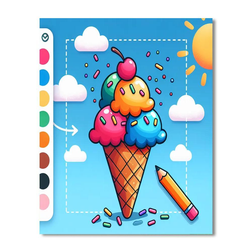 Magical Ice Cream Cone Paint By Numbers Art