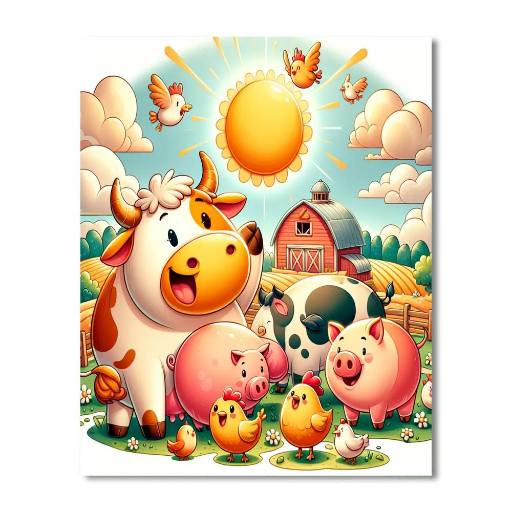 Cheerful Farm Day Numbered Painting Kits