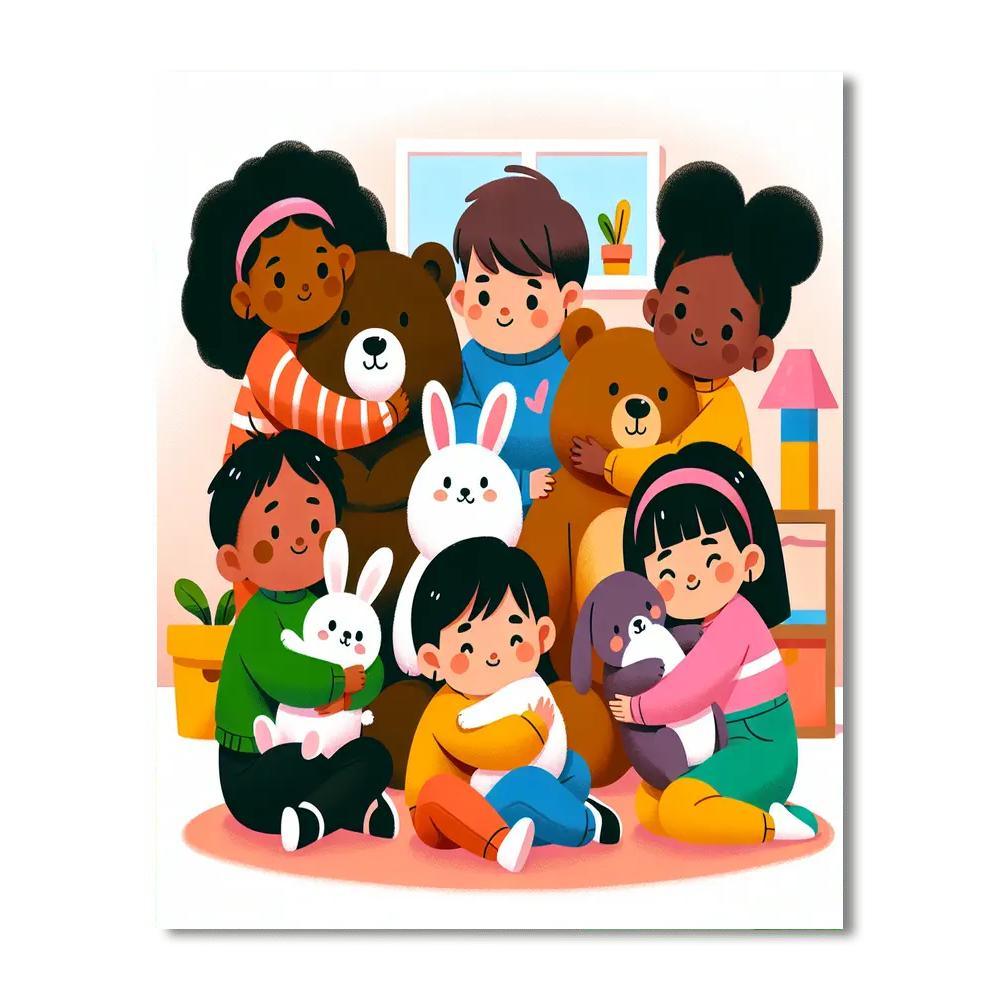 Cuddly Animal Cuddle Party Number Painting
