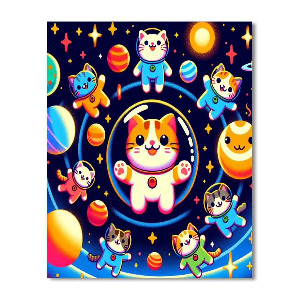 Galactic Kittens Adventure Number Painting