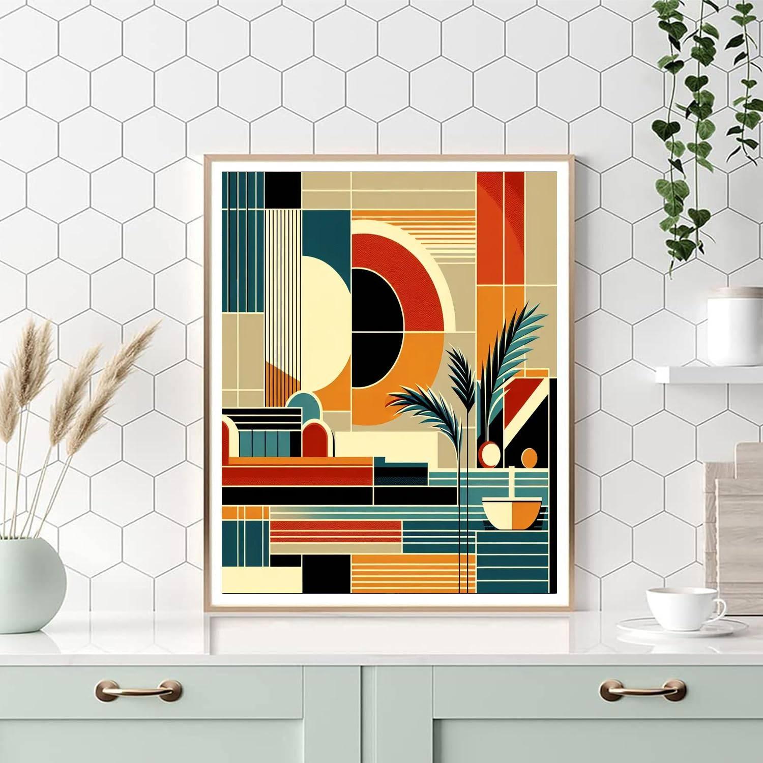 Mid-century Modern Abstract DIY Paint By Numbers