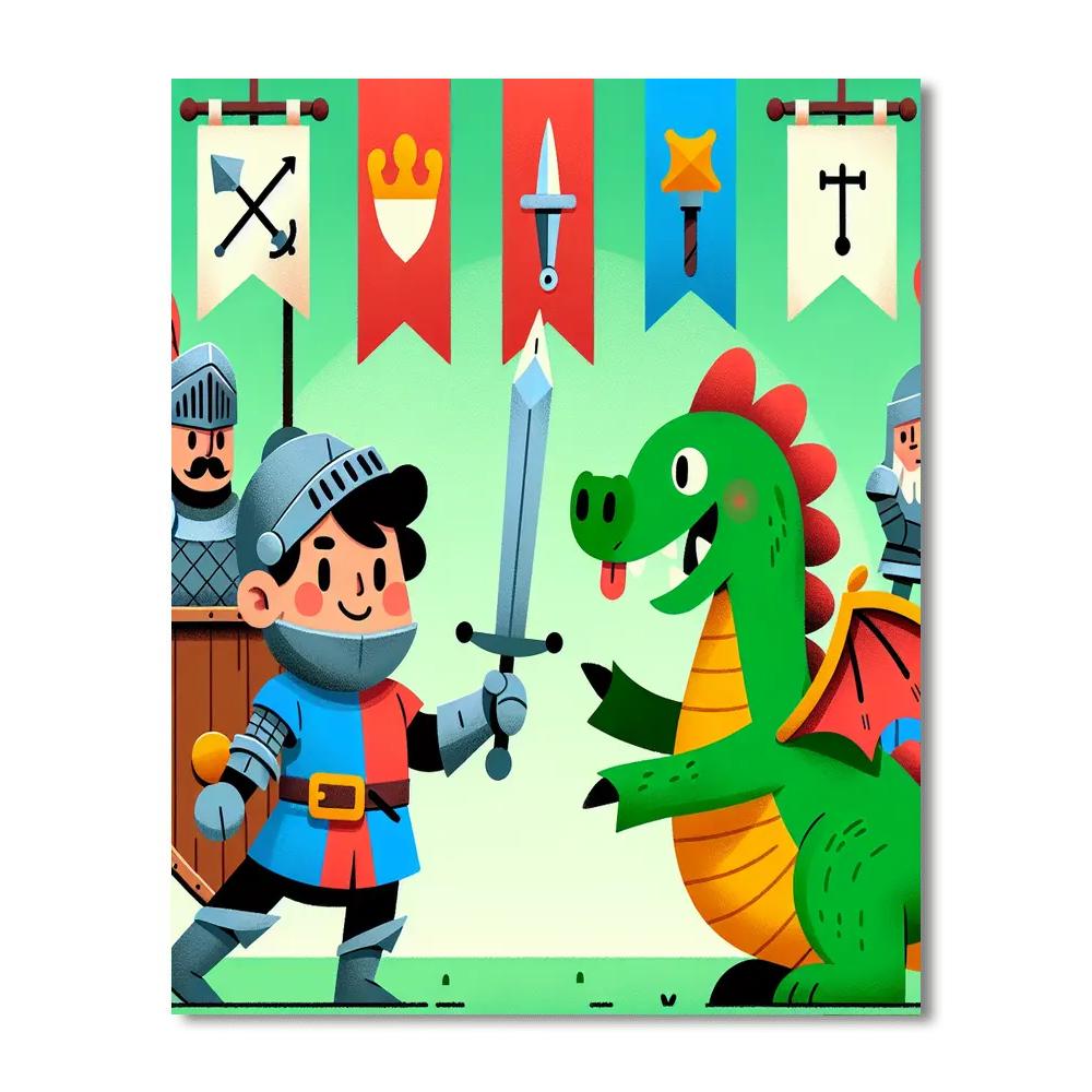 Knights And Dragons Tournament DIY Paint By Numbers