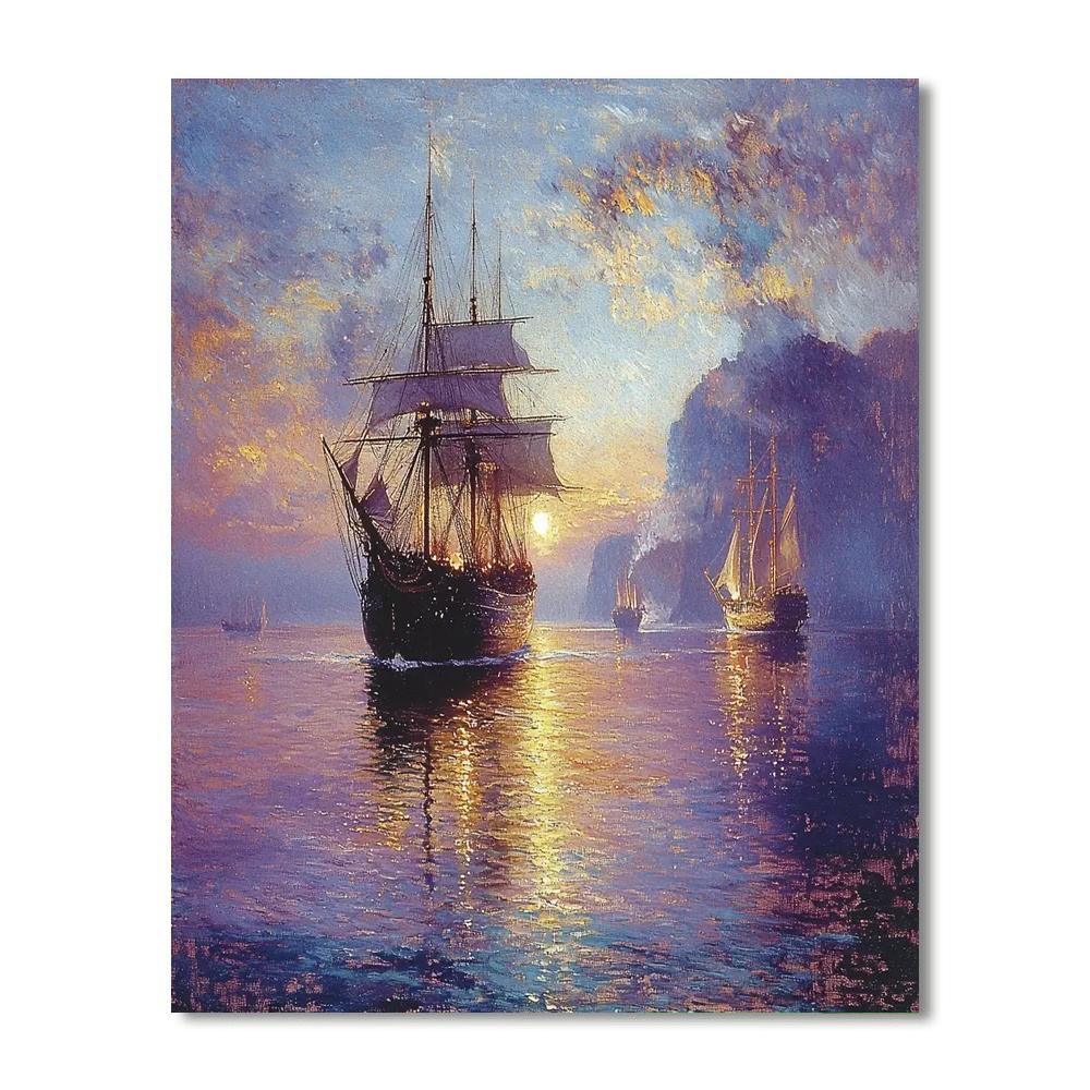 J.M.W. Turner Inspired Dreamy Twilight Seascape  DIY Paint By Numbers