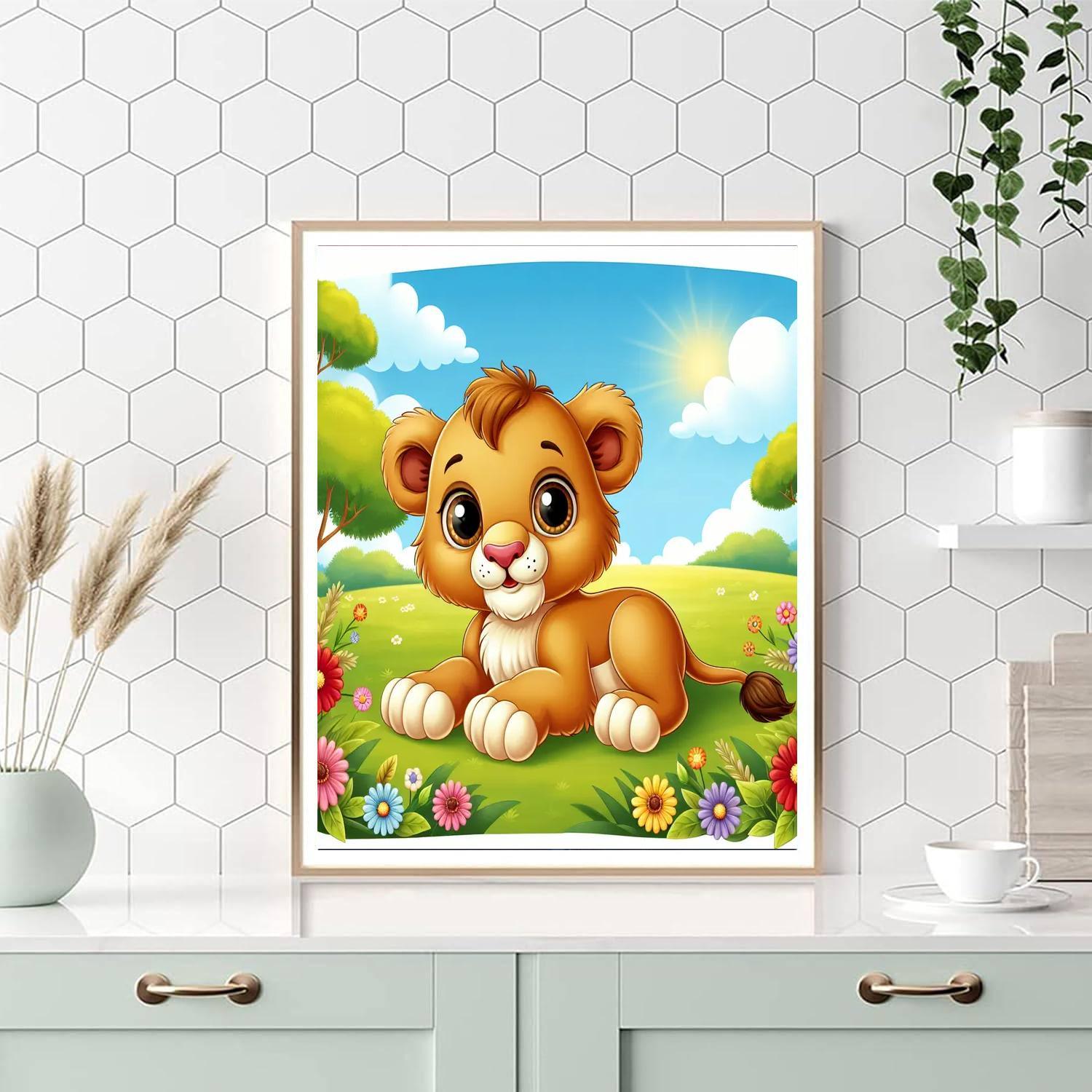 Cuddly Lion Cub Paint By Numbers Art