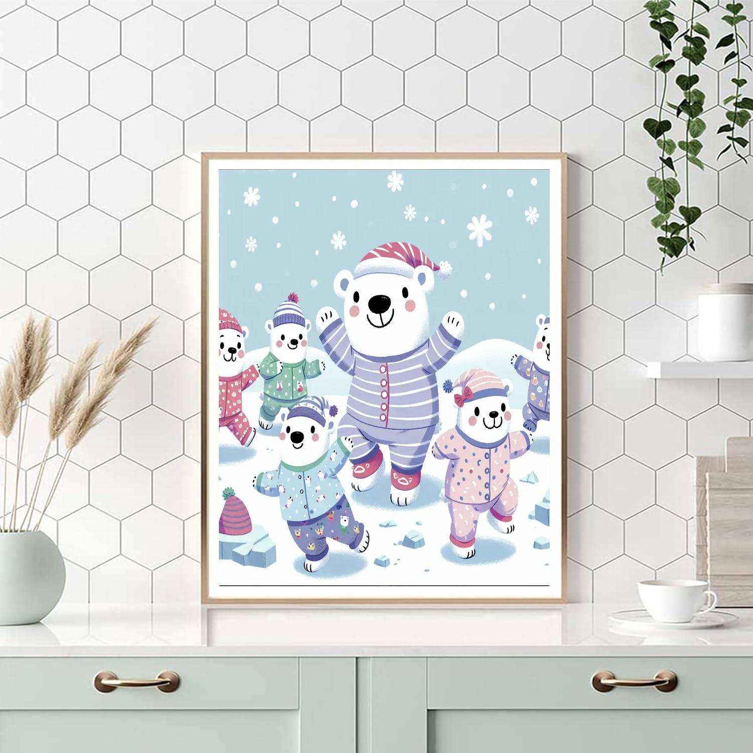 Polar Bear Pajama Party Number Painting