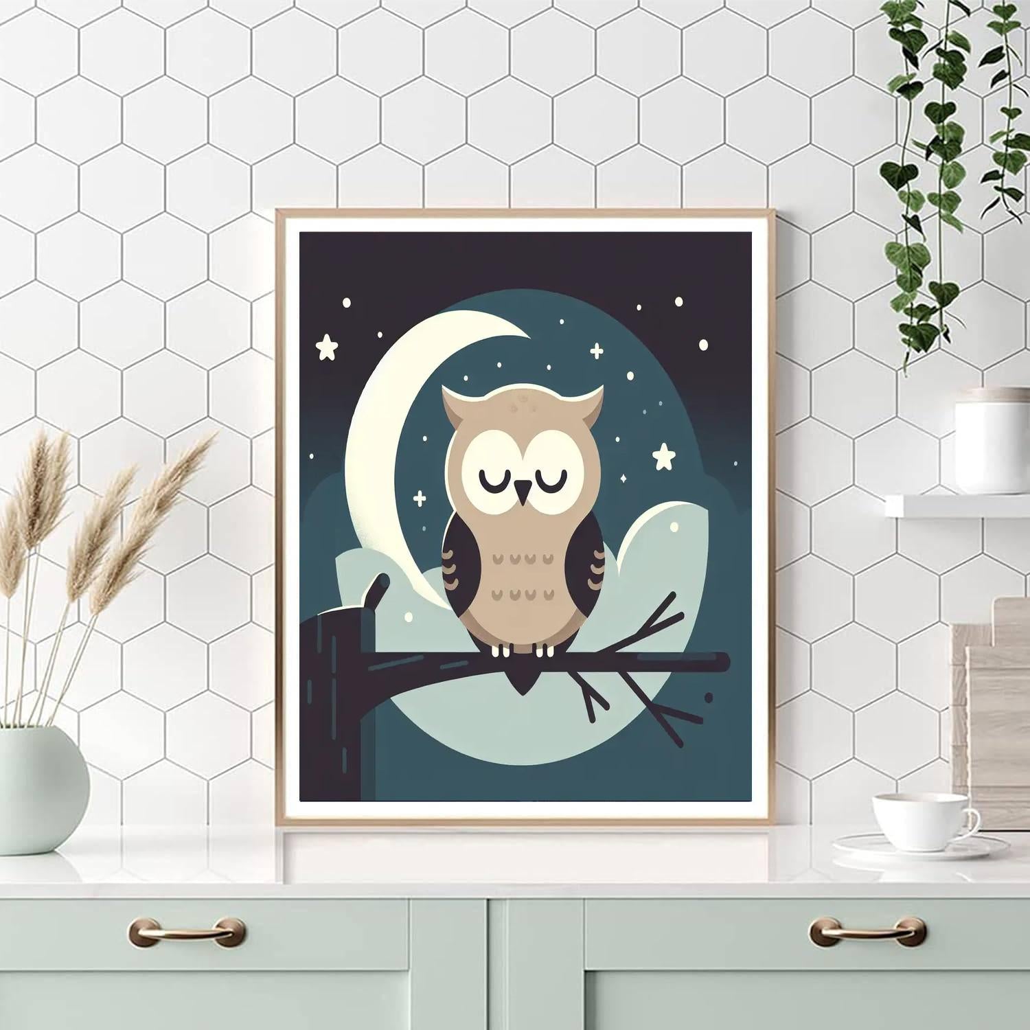 Curious Owl's Night Watch Paint By Numbers Art