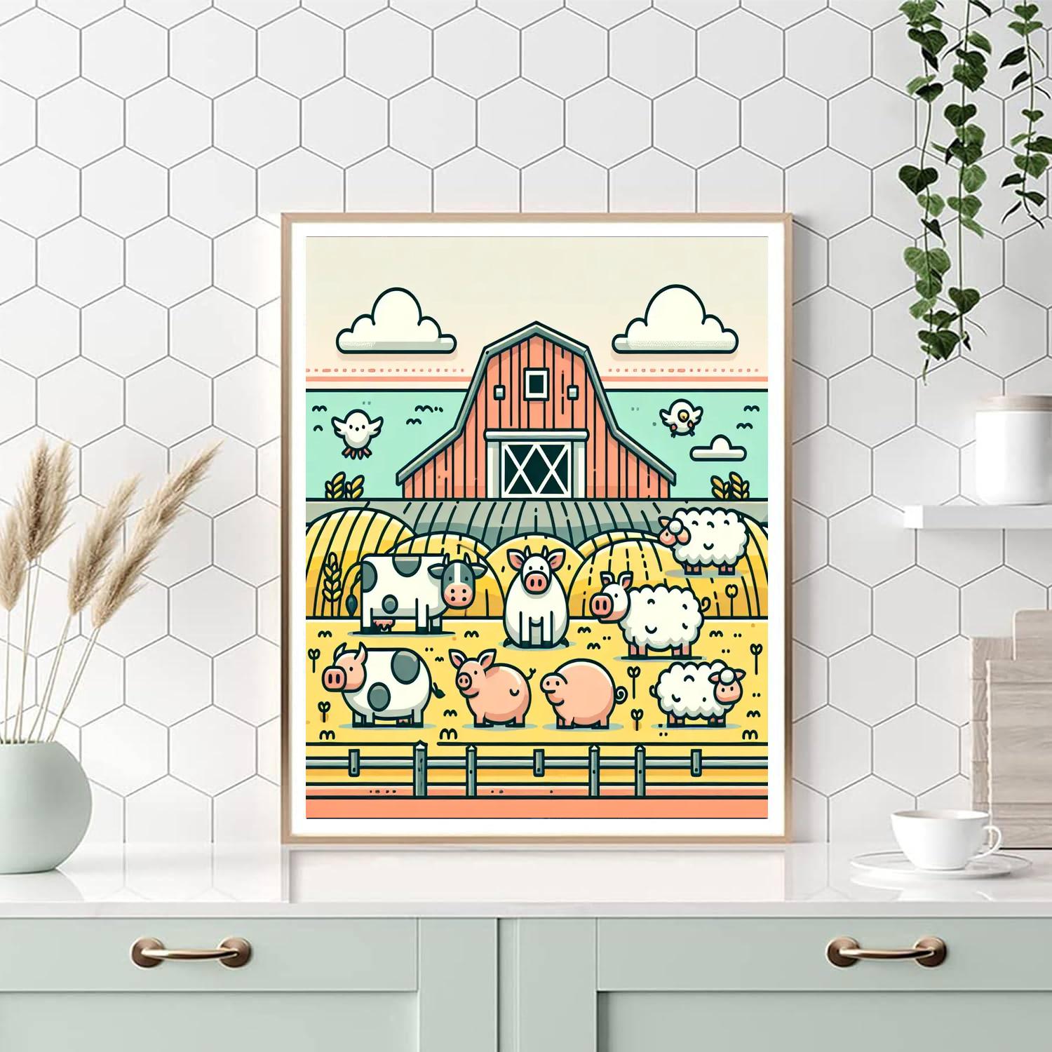 Cozy Farmyard Scene Paint By Color