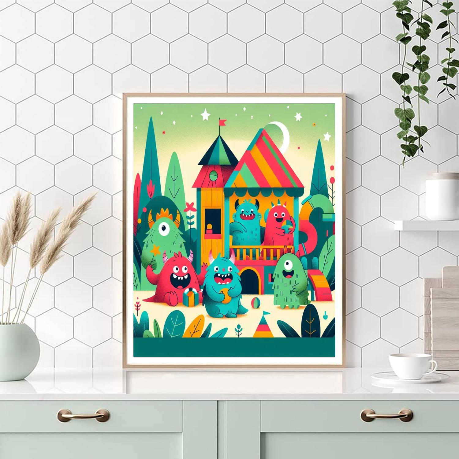 Friendly Monsters' Playhouse Painting By Numbers Kit
