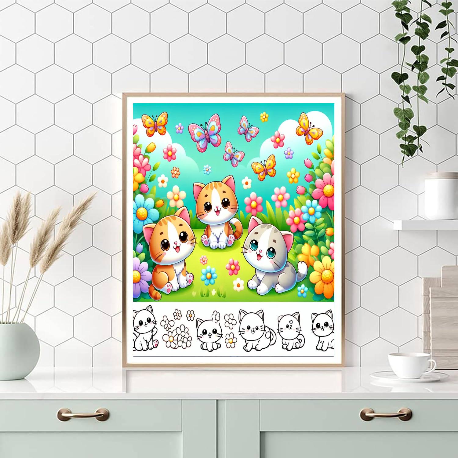 Curious Kittens In The Garden Number Painting