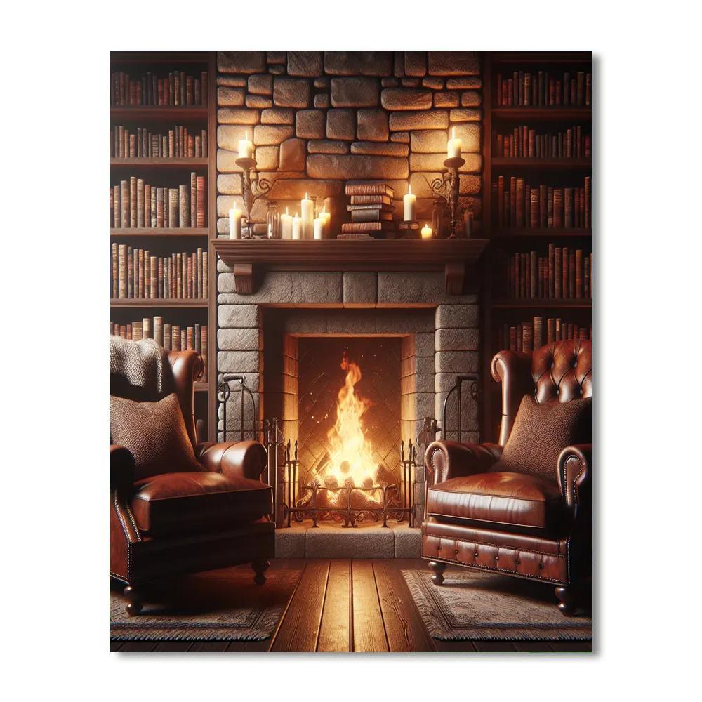 Cozy Fireplace Nook Painting By Numbers Kit