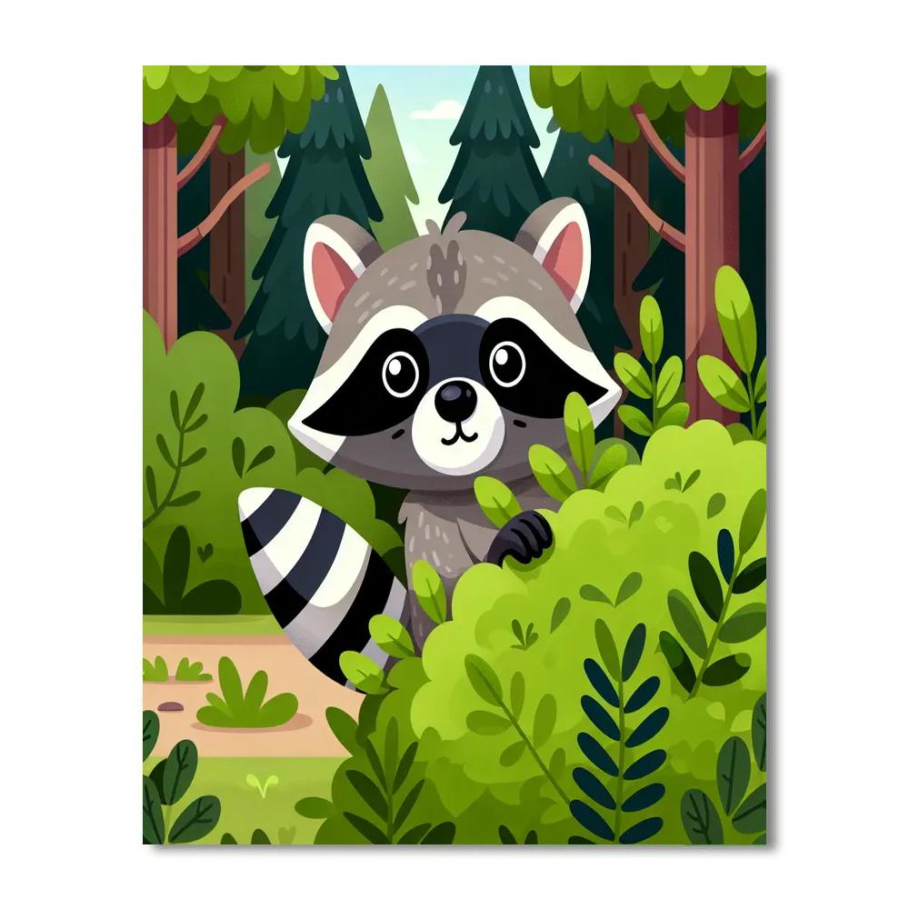 Rascally Raccoon Hideaway Painting Number Kit