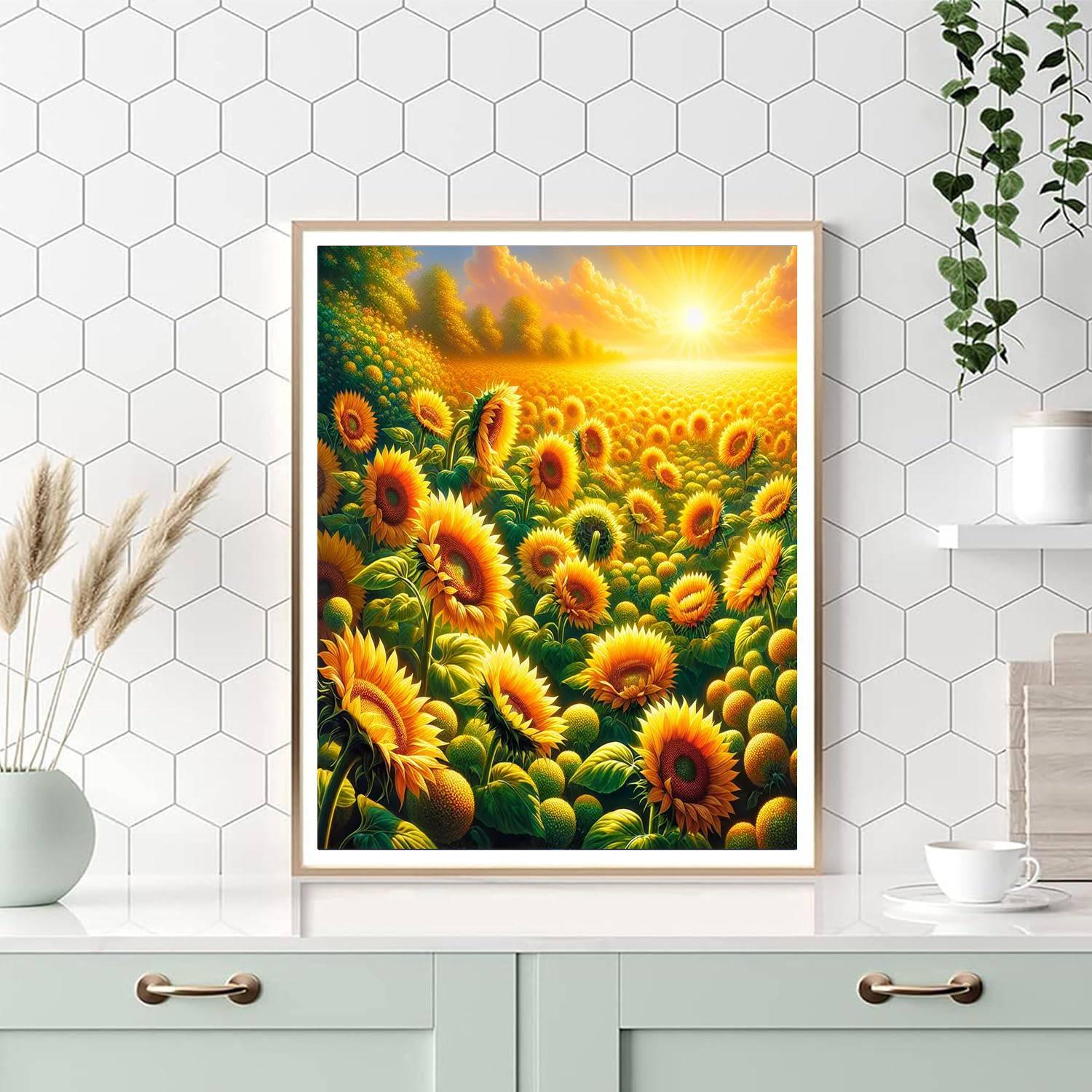 Radiant Sunflower Garden Number Painting