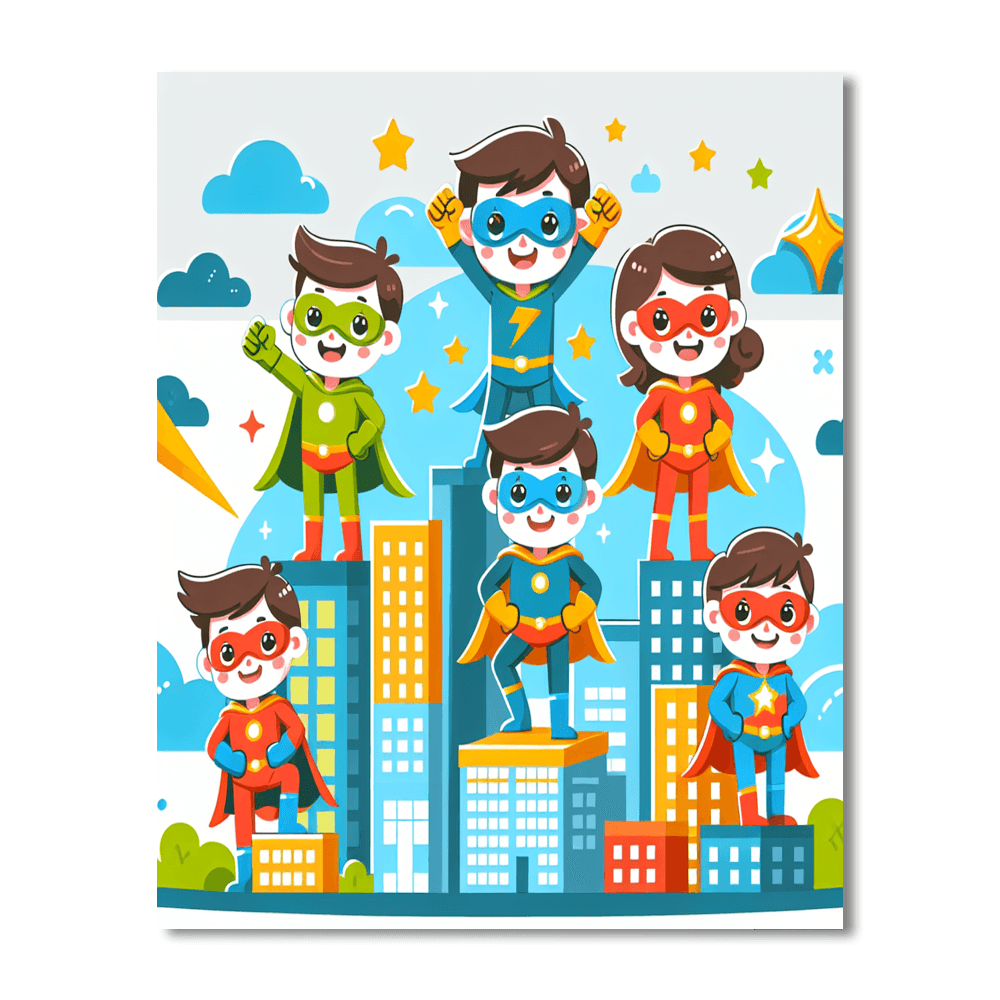 Superhero Sidekicks Paint By Numbers Art
