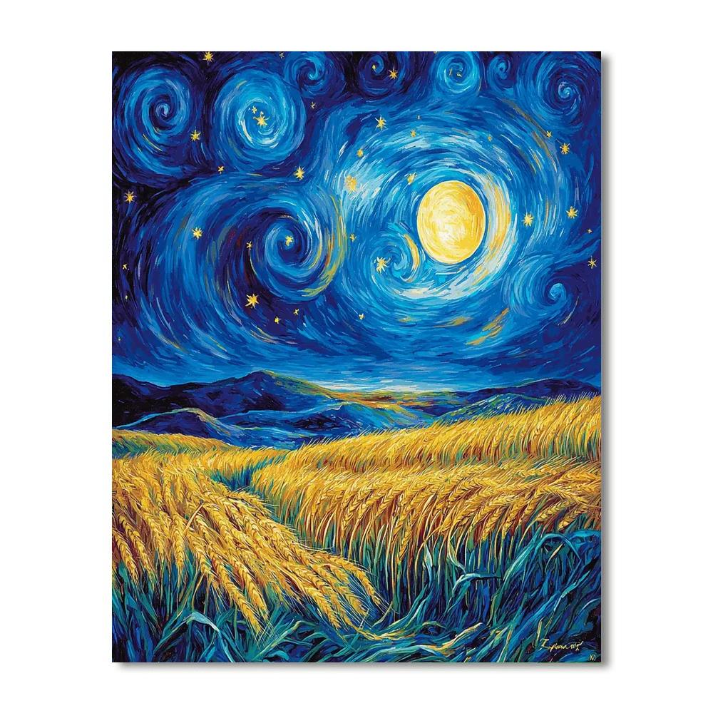 Vincent Van Gogh Inspired Starry Sky Over Wheat Fields  Paint By Numbers Kits