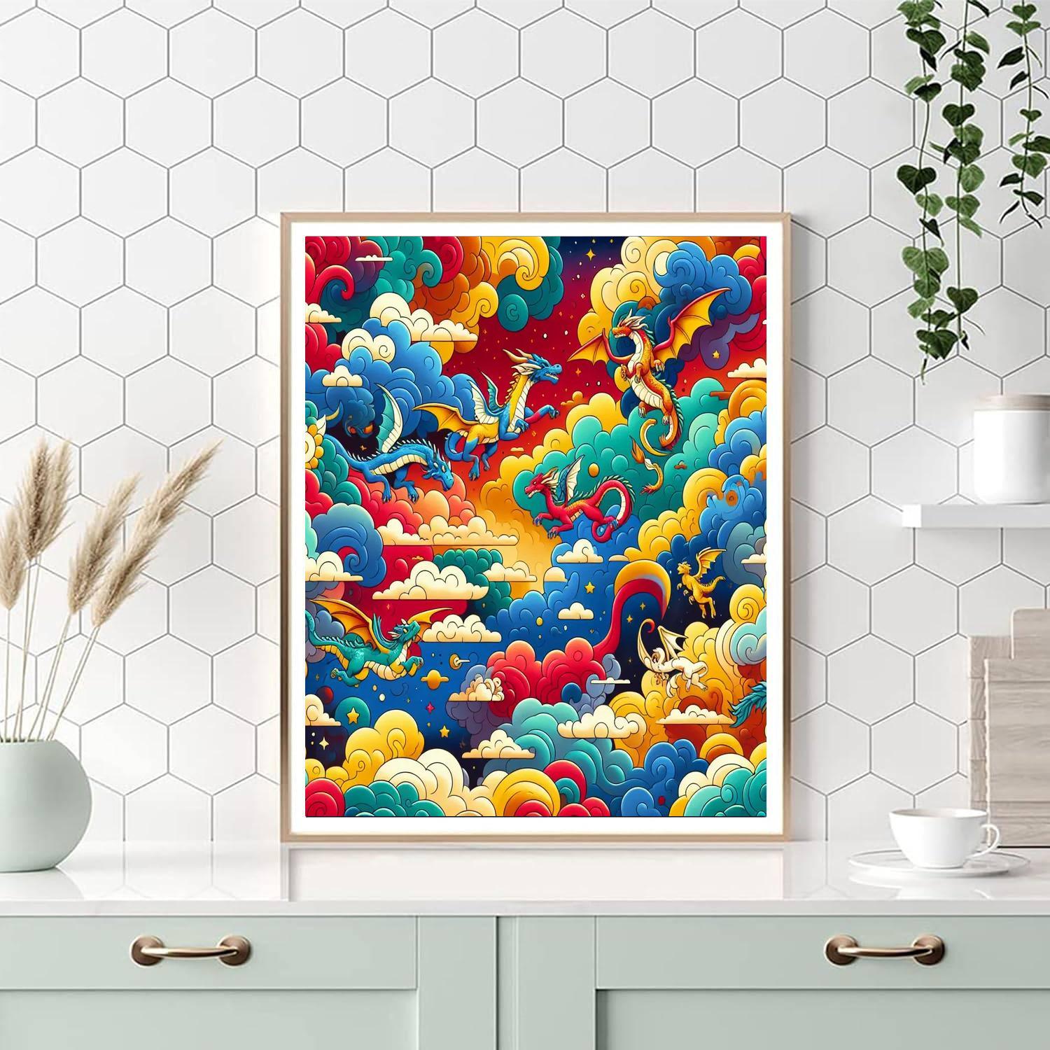 Mystical Dragon Dance DIY Paint By Numbers