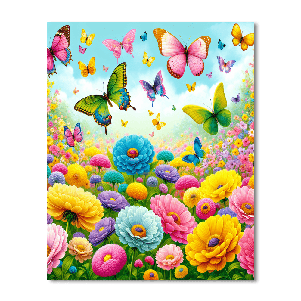 Bright Butterflies In Bloom Paint By Numbers