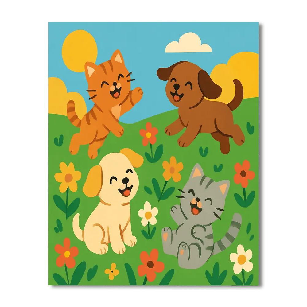 Cute Kittens And Puppies Paint By Color