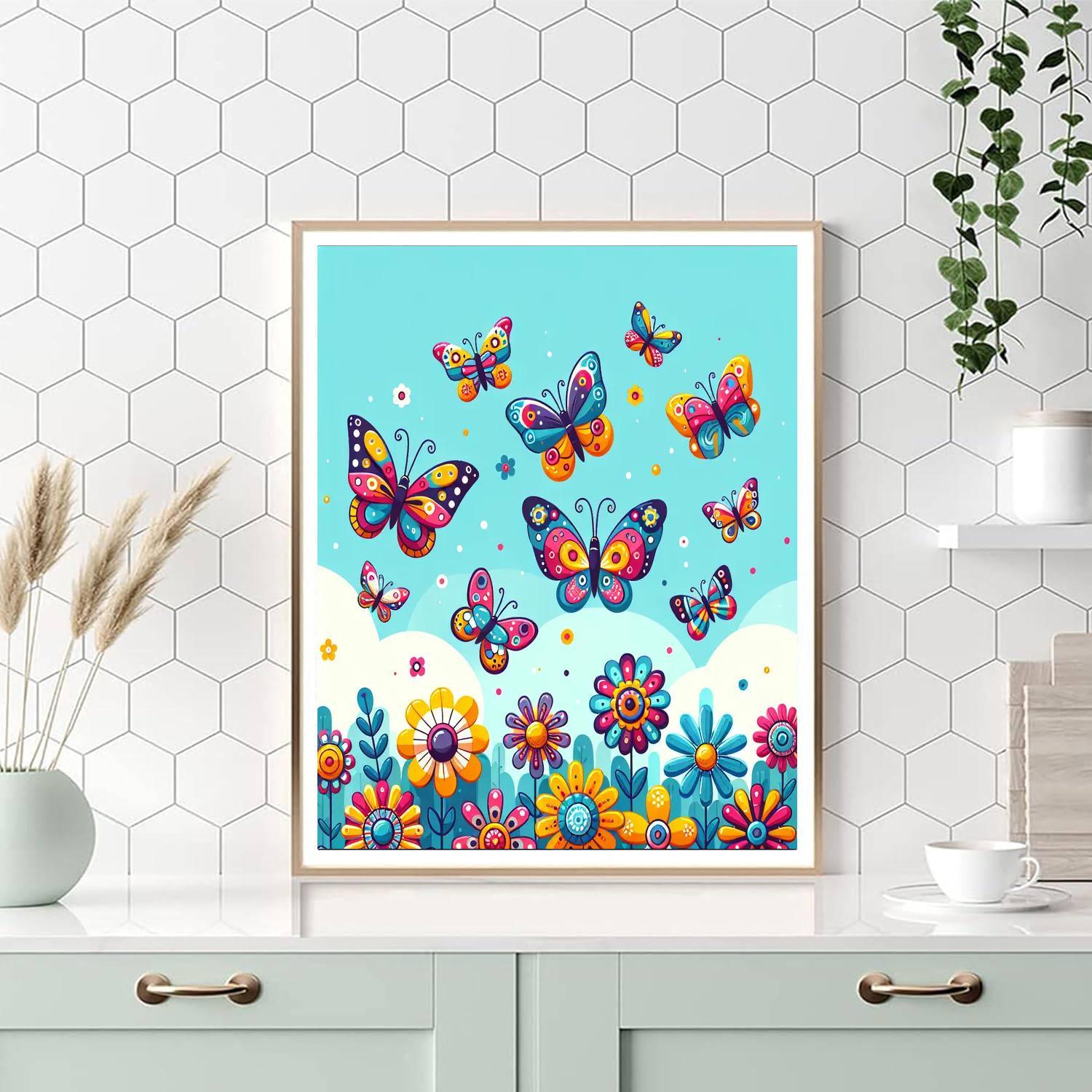 Rainbow Butterflies Number Painting