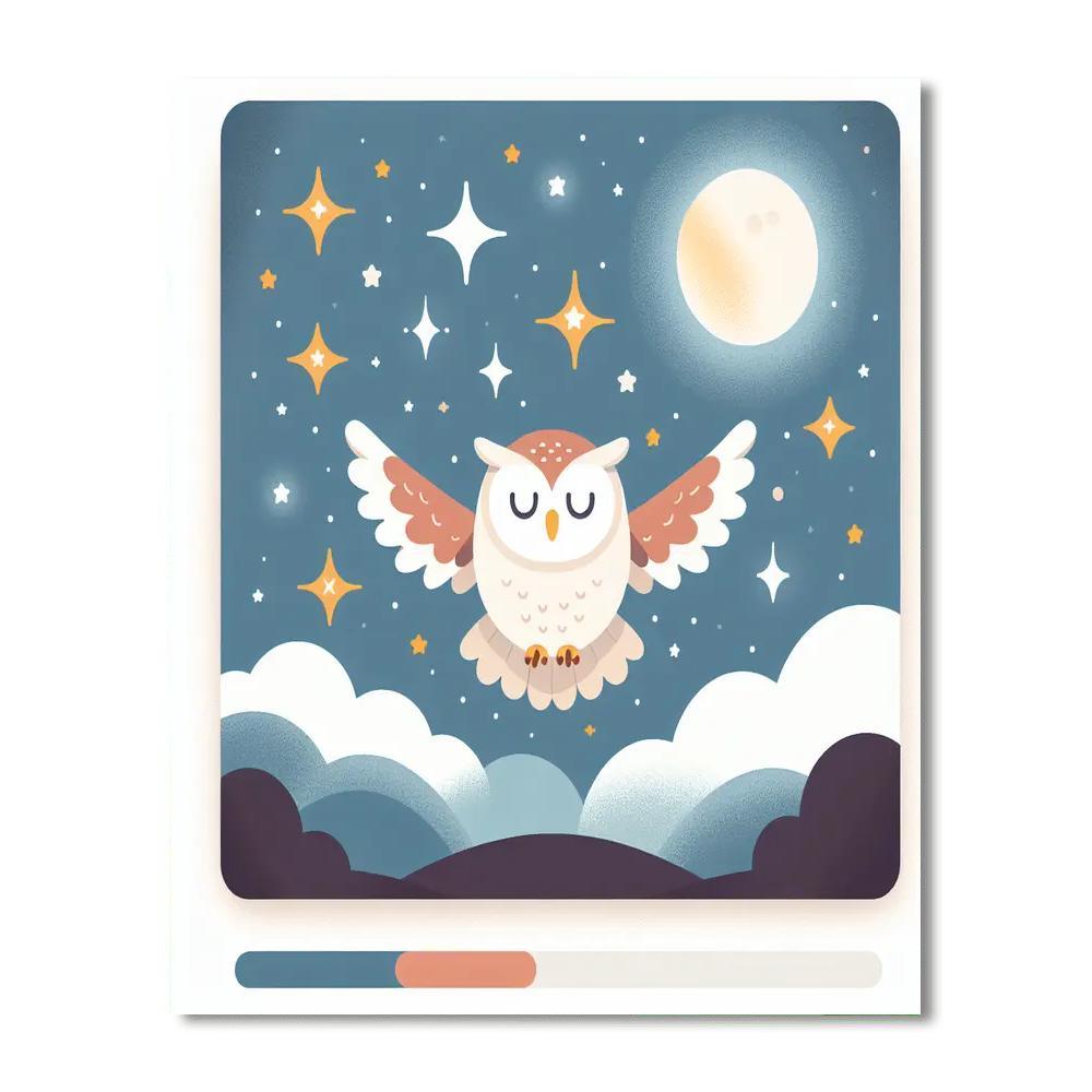 Magical Owl's Midnight Flight Painting Number Kit