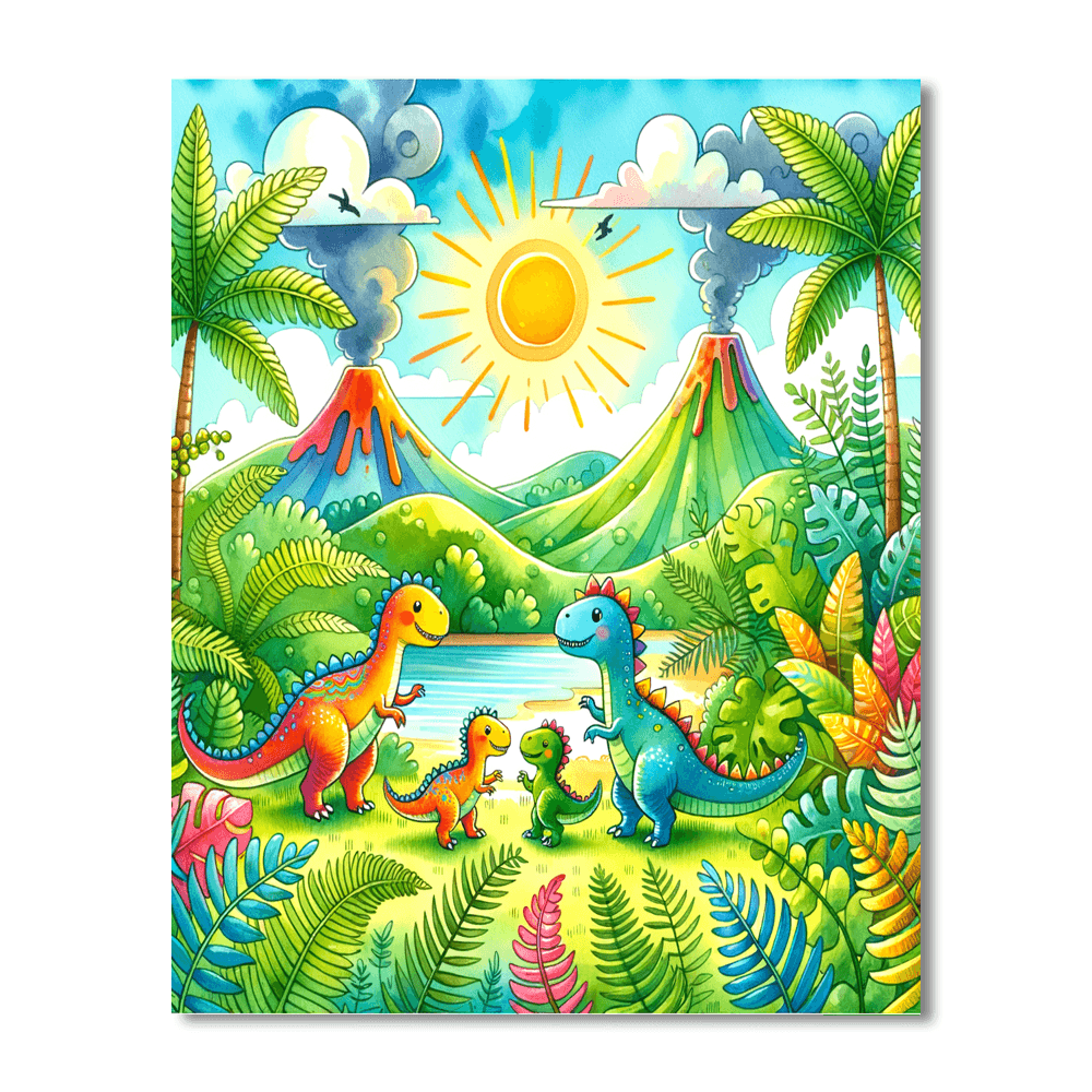Playful Dinosaur Family Painting Number Kit