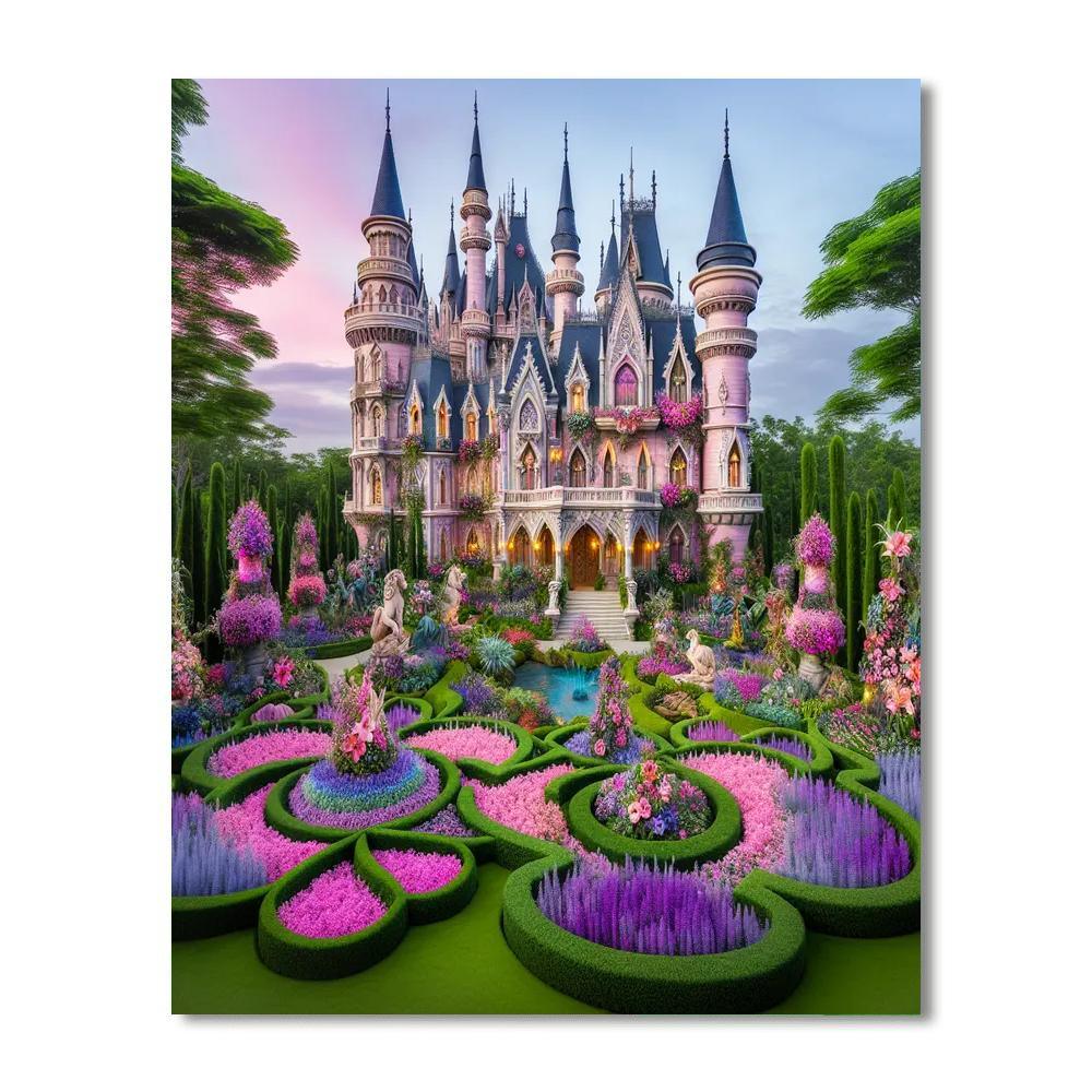 Fanciful Castle Grounds Painting By Numbers Kit