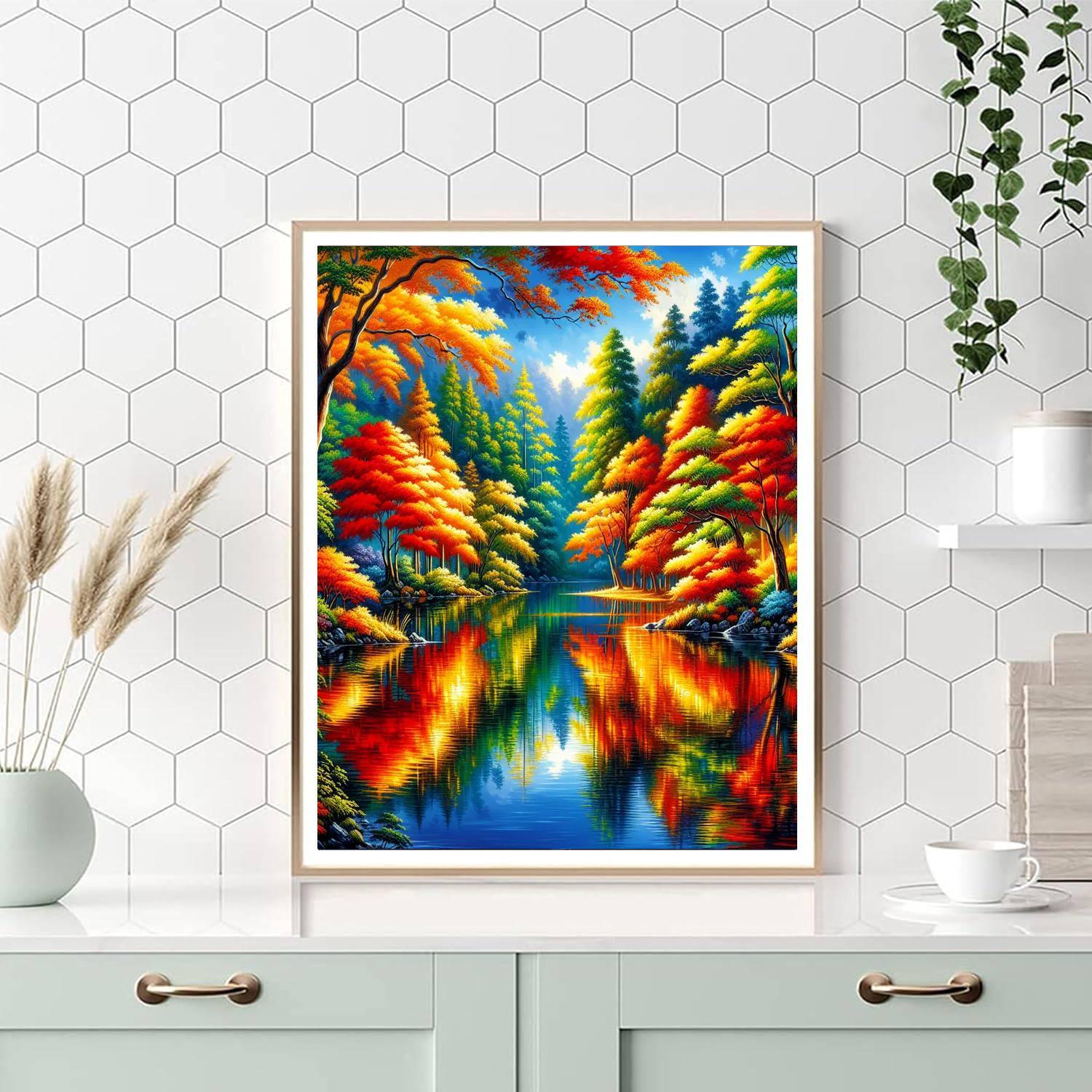 Tranquil Autumn Reflection Paint By Number