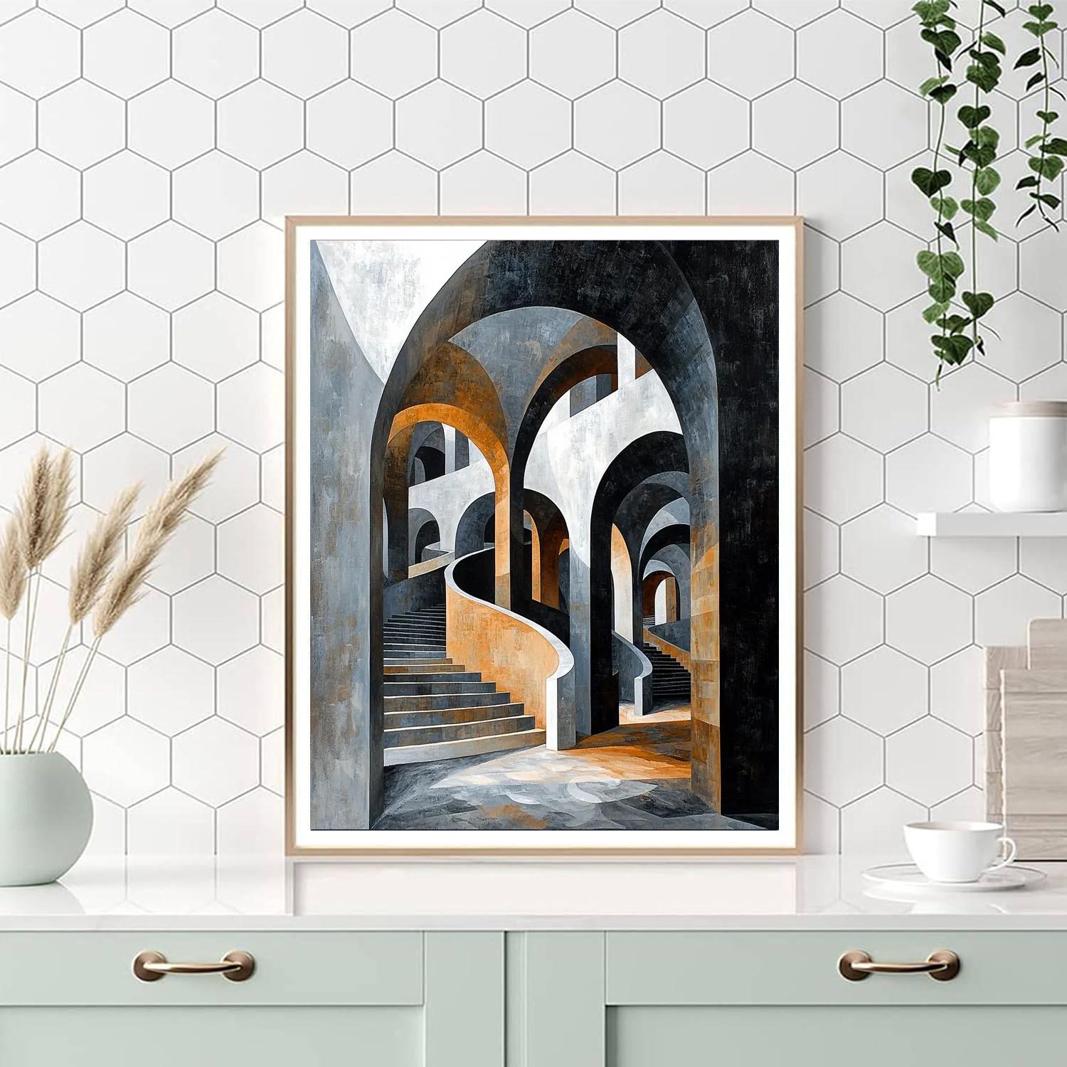 M.C. Escher Inspired Architectural Illusions  Paint By Numbers