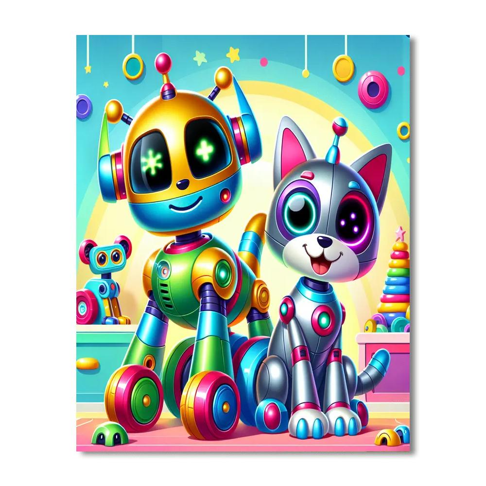 Friendly Robot Pets Numbered Painting Kits