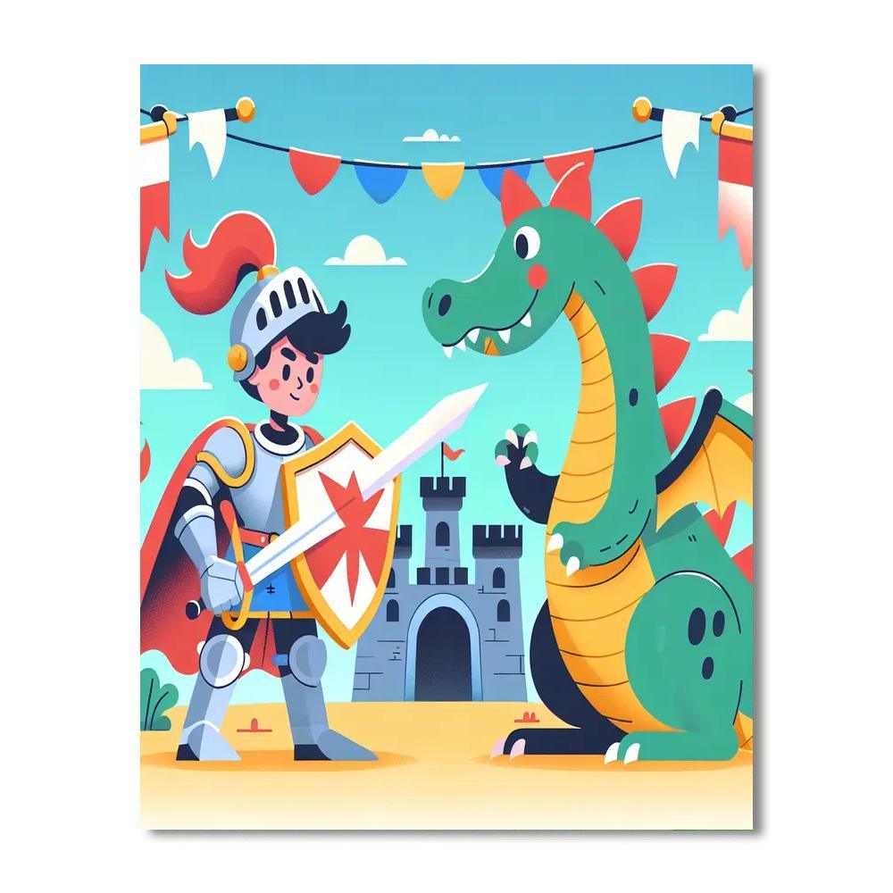 Adventurous Knights And Dragons Paint By Numbers Art