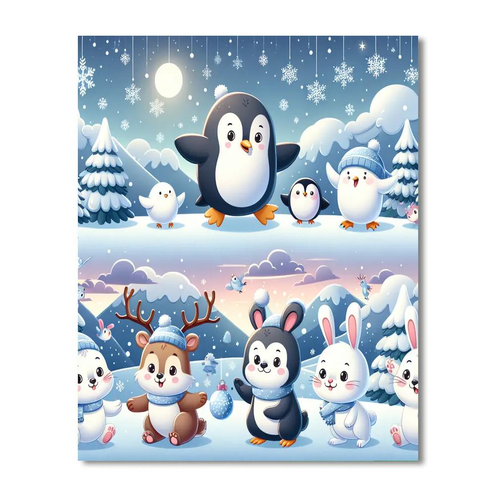 Whimsical Winter Animals Paint By Numbers Art
